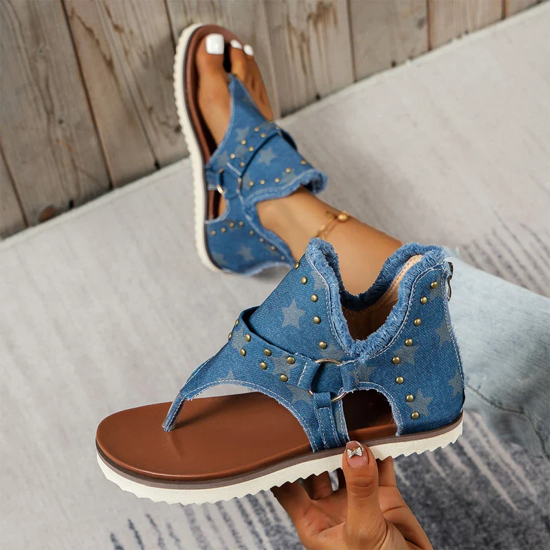 Ankara Denim Summer Sandals - Image 5