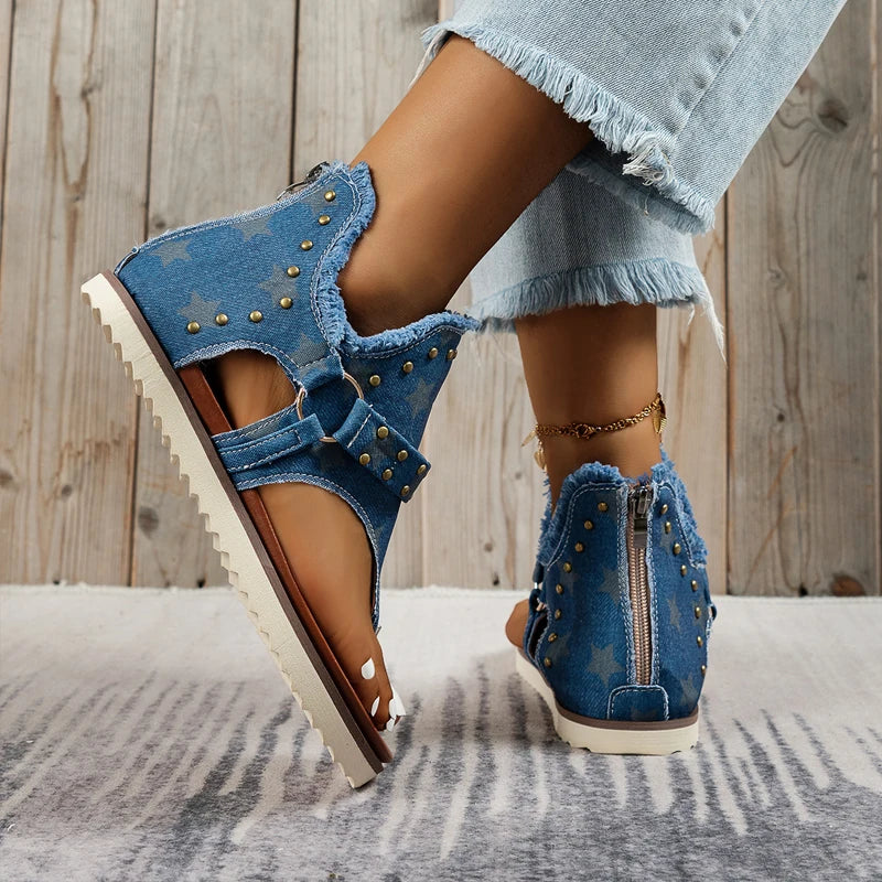 Ankara Denim Summer Sandals - Image 8