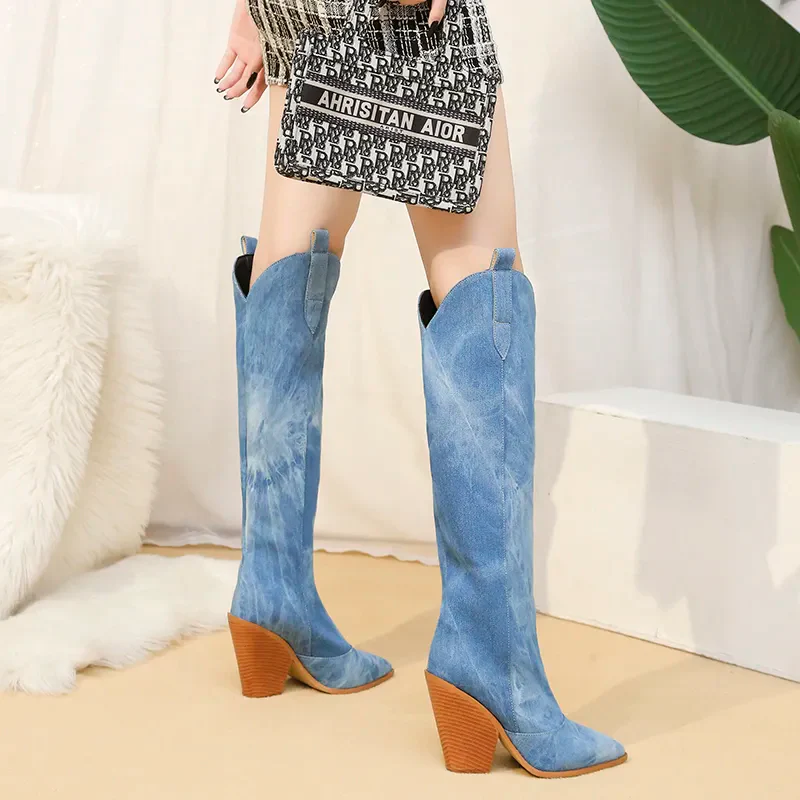 Austin Denim Cowboy Boots - Image 3