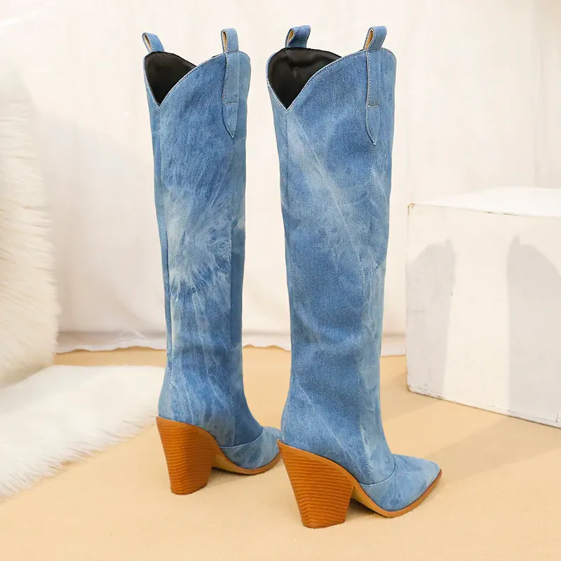 Austin Denim Cowboy Boots - Image 5