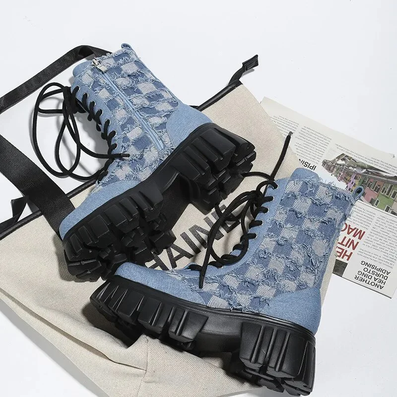Barka Denim Platform Boots - Image 2