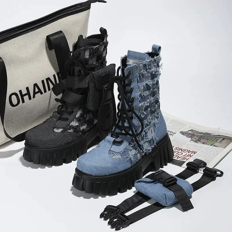 Barka Denim Platform Boots - Image 3