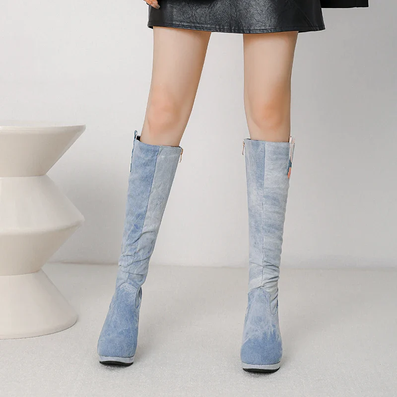 Beneto Denim Zipper Boots - Image 3