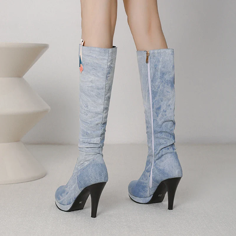 Beneto Denim Zipper Boots - Image 7