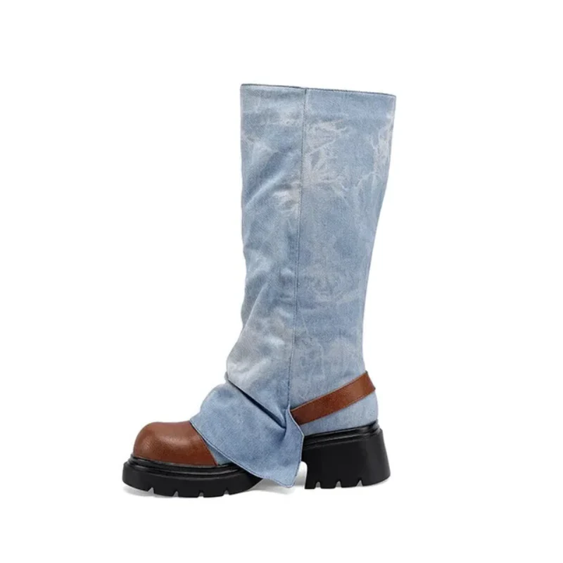 Brithany Chunky Denim Boots - Image 3