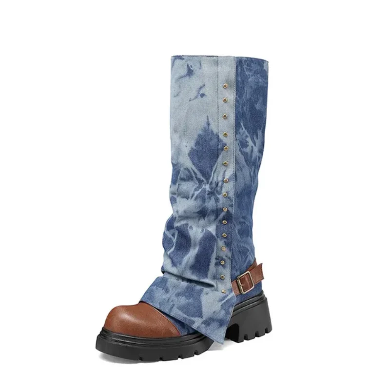 Brithany Chunky Denim Boots - Image 4