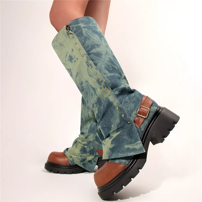 Brithany Chunky Denim Boots - Image 5