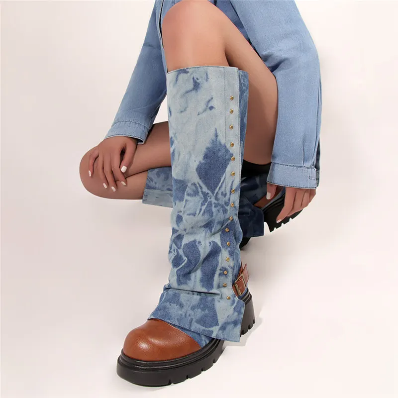 Brithany Chunky Denim Boots - Image 8
