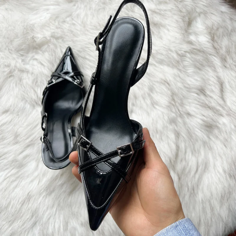 Carmen Slingback Denim Heels - Image 3