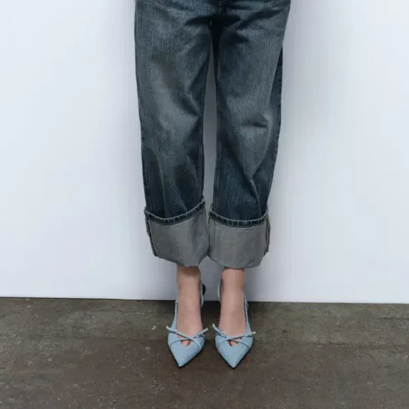 Carmen Slingback Denim Heels - Image 7
