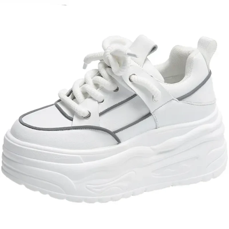 Contrast Trim Lace-Up Platform Sneakers - Image 2