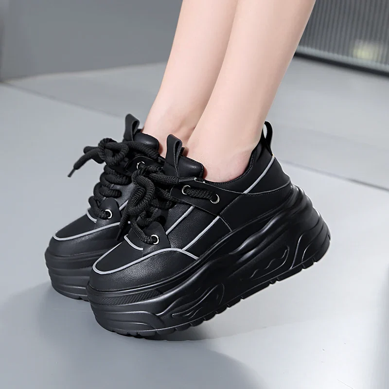 Contrast Trim Lace-Up Platform Sneakers - Image 5