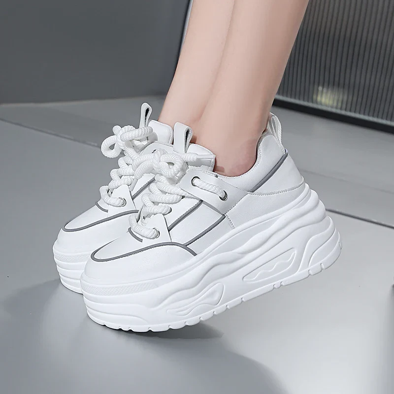Contrast Trim Lace-Up Platform Sneakers - Image 6