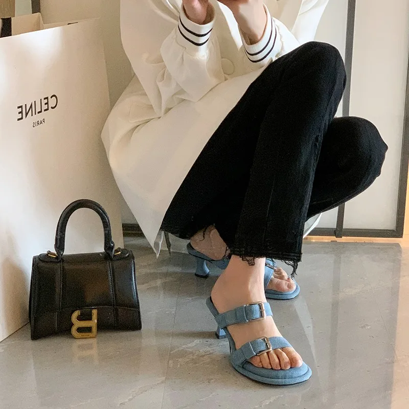 DenimGlam Buckle Stilettos - Image 3