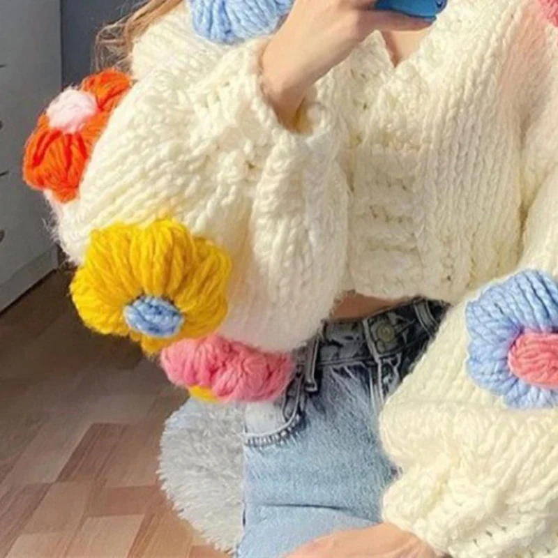 Fanciful Floral V-Neck Sweater - Image 2