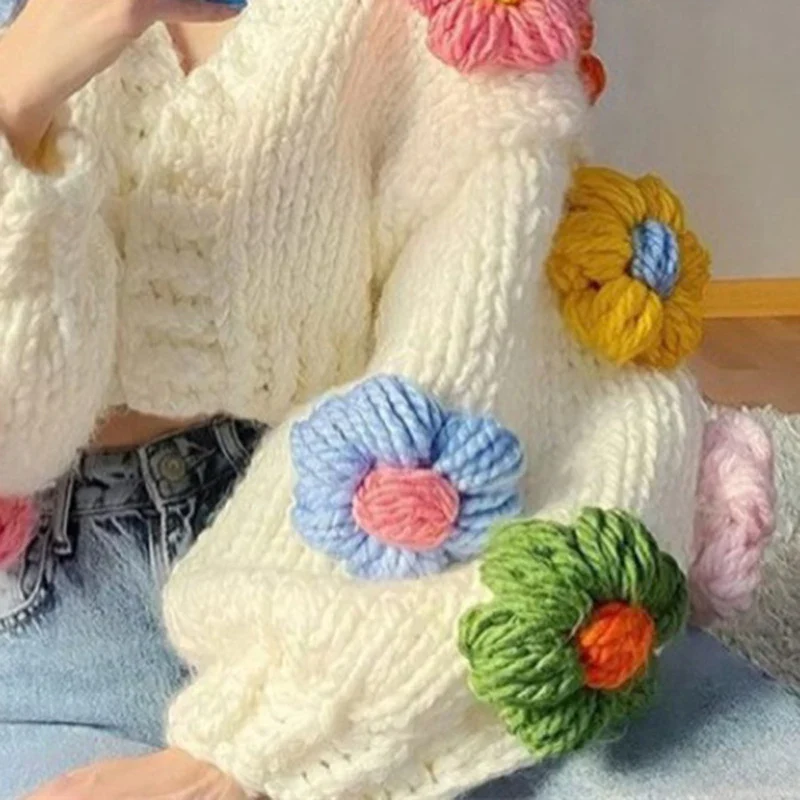 Fanciful Floral V-Neck Sweater - Image 3