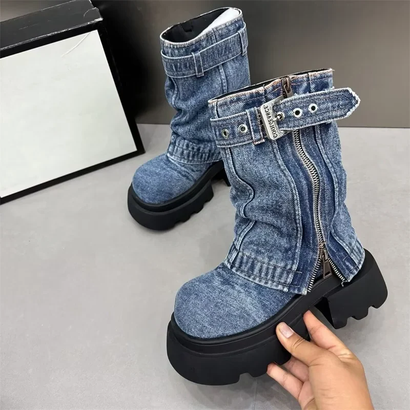 Fashion Fusion Denim Boots - Image 5