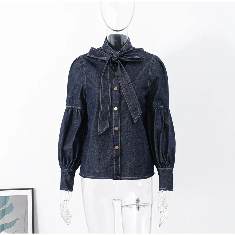 Fashionista Denim Bow Shirt - Image 3