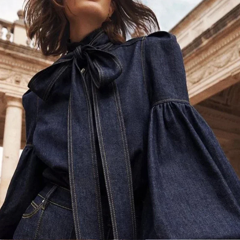 Fashionista Denim Bow Shirt - Image 4
