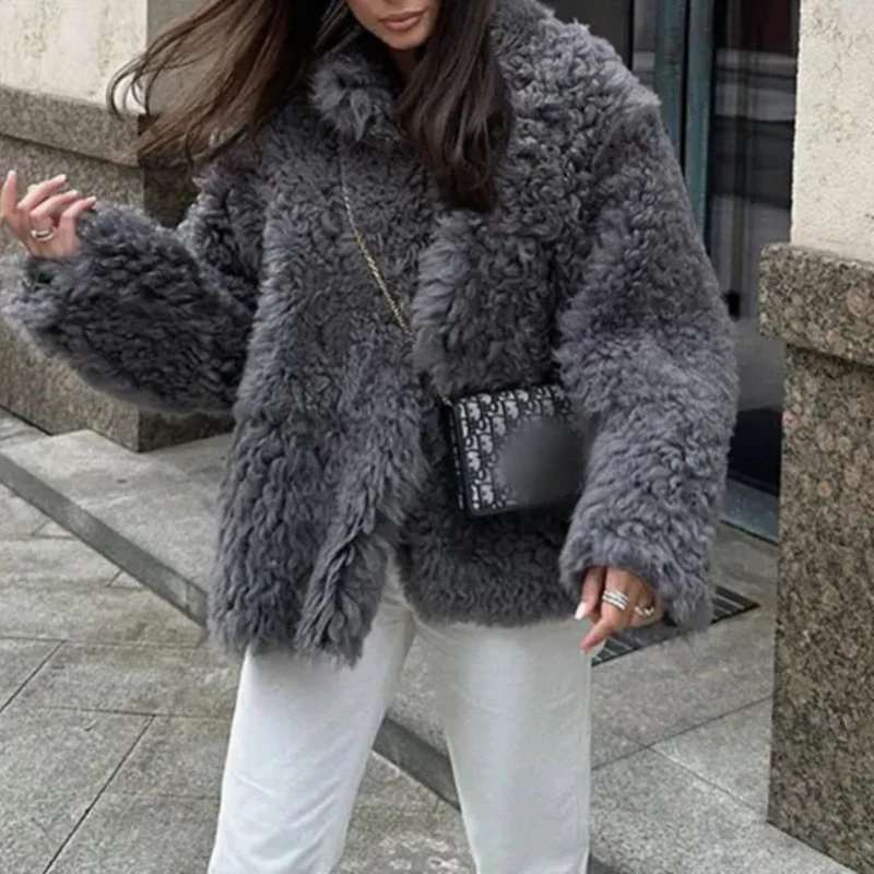 Frosted Wolf Lapel Coat - Image 2