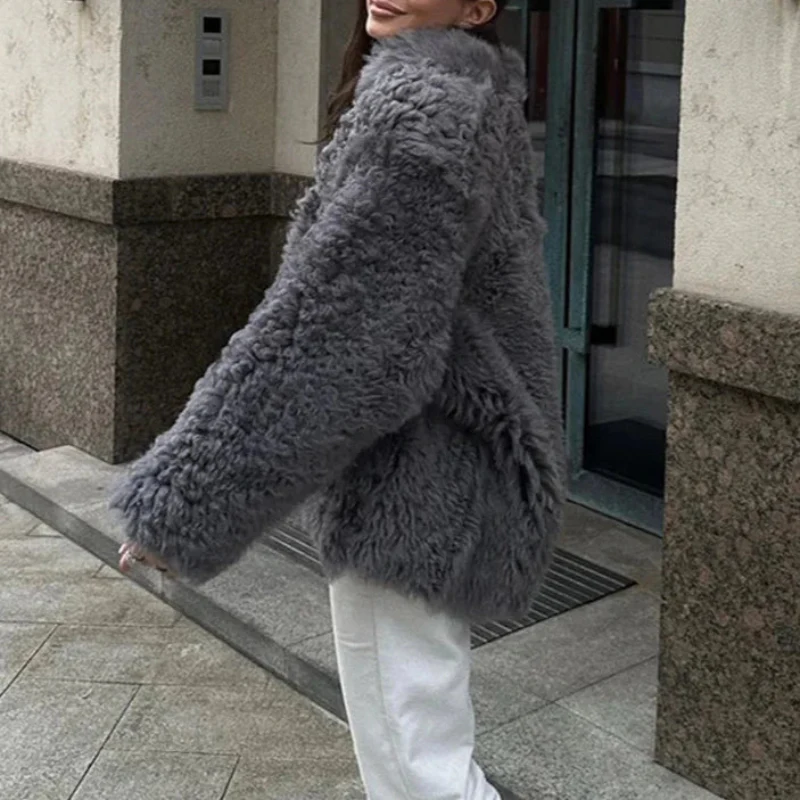 Frosted Wolf Lapel Coat - Image 4