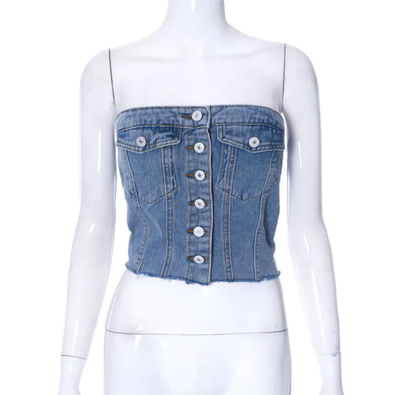 Geneva Denim Crop Top - Image 6