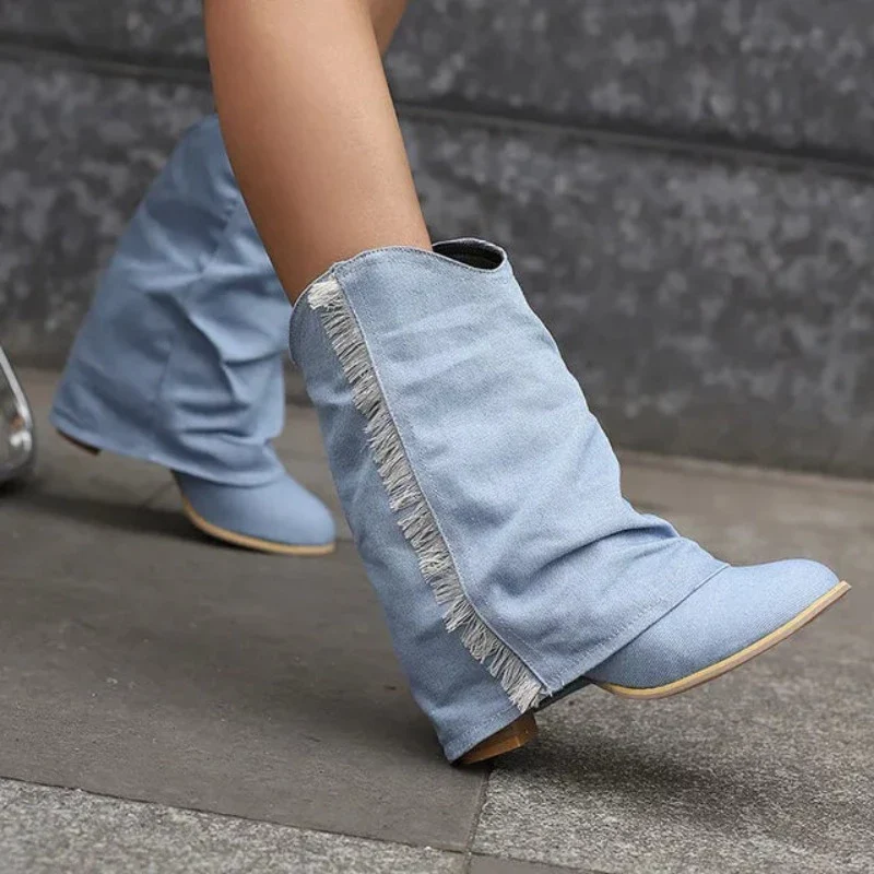 GlamStride Denim Boots - Image 10