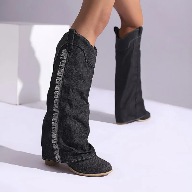 GlamStride Denim Boots - Image 4