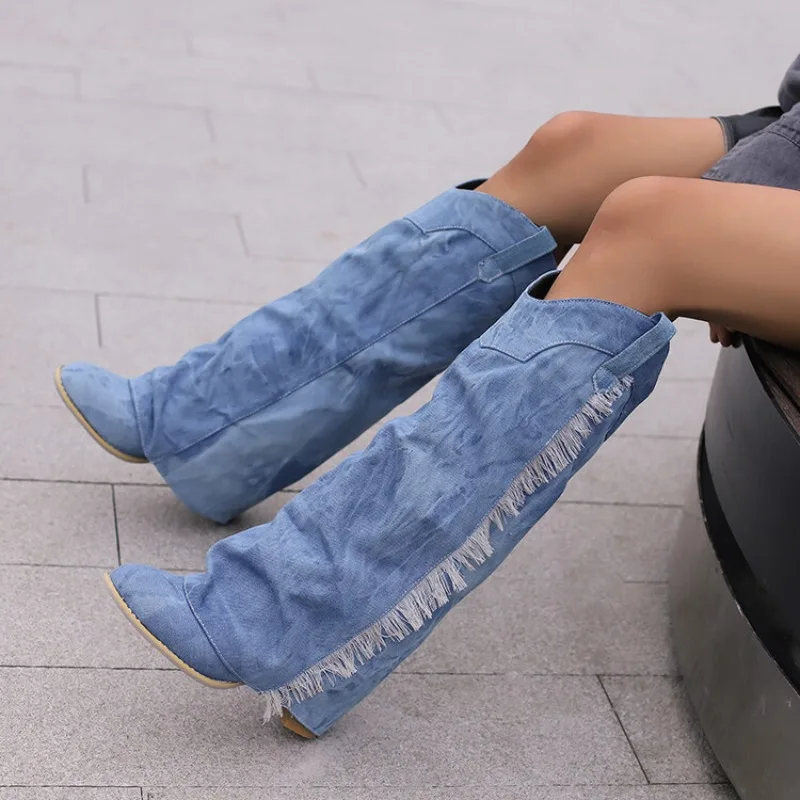GlamStride Denim Boots - Image 5