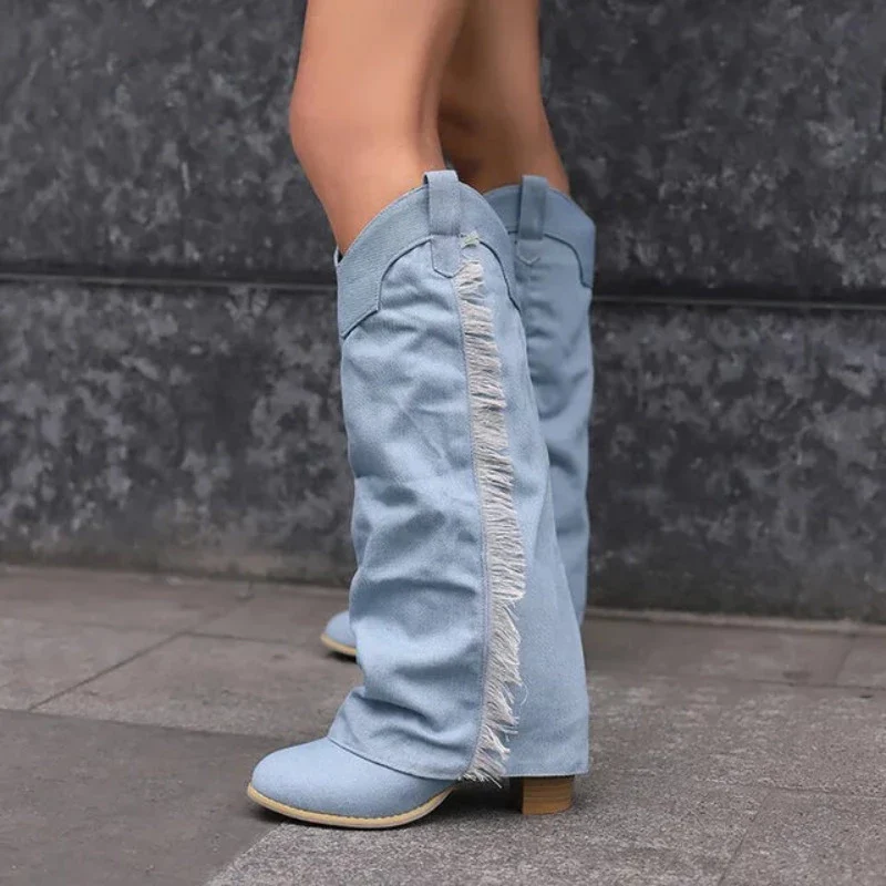 GlamStride Denim Boots - Image 6