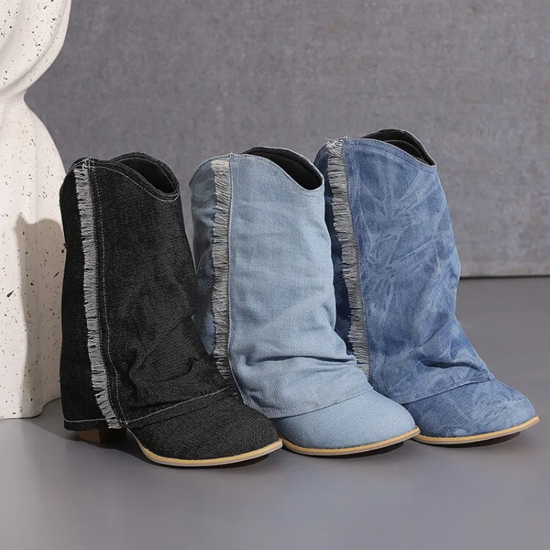 GlamStride Denim Boots - Image 7