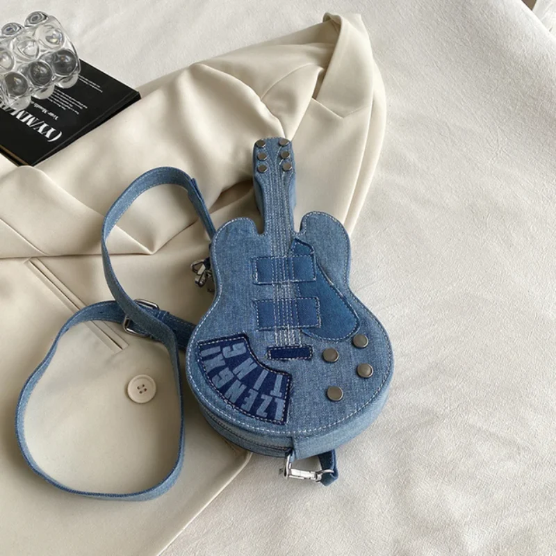 Guitar Denim Shoulder Bag - Image 5