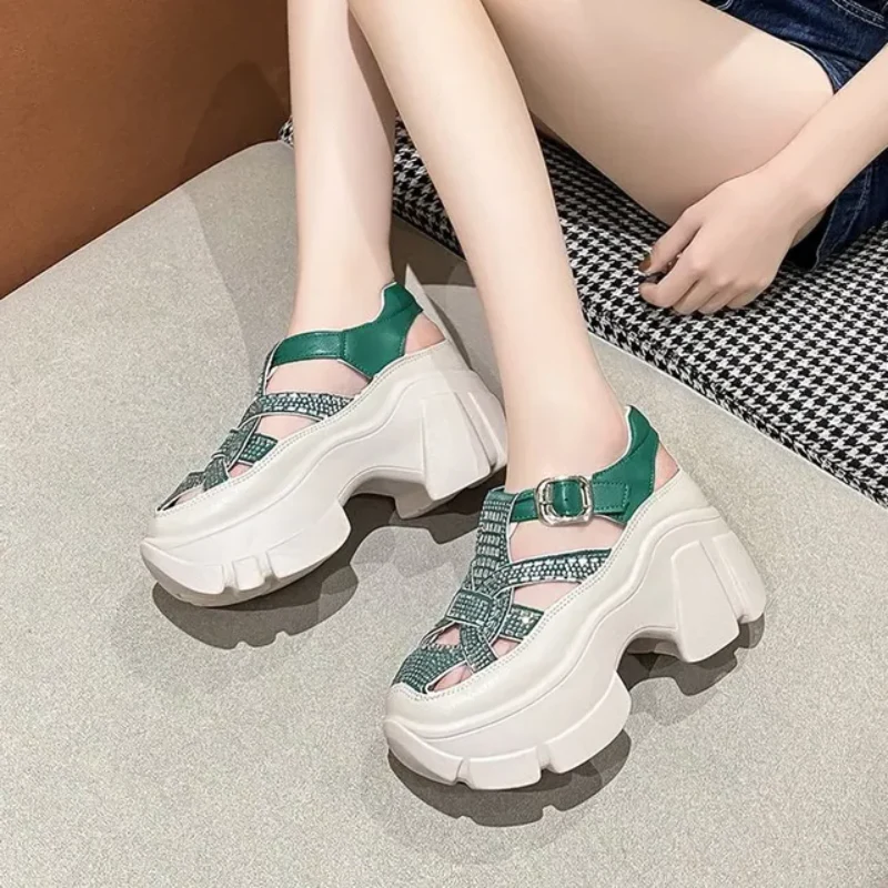 HueHaven Rhinestone Chunky Sandals - Image 3