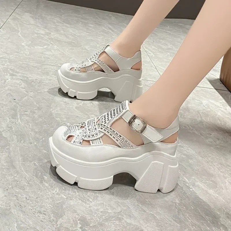 HueHaven Rhinestone Chunky Sandals - Image 9