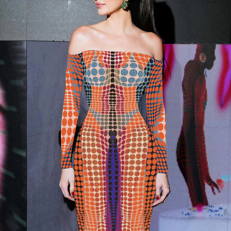 Hypnotic Print Party Dress - Image 3