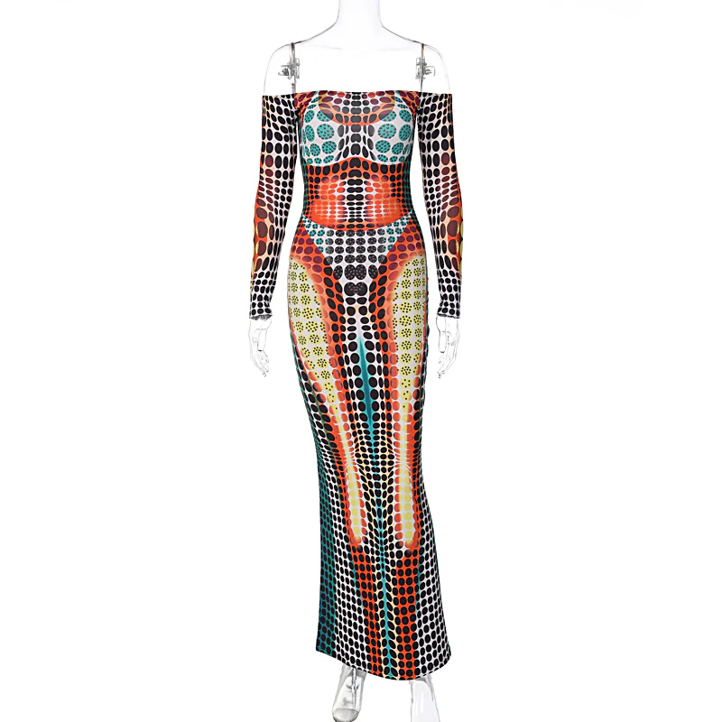 Hypnotic Print Party Dress - Image 9