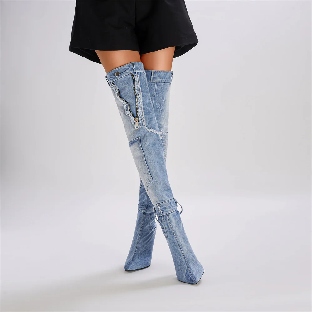 Jackson High Denim Heels - Image 2
