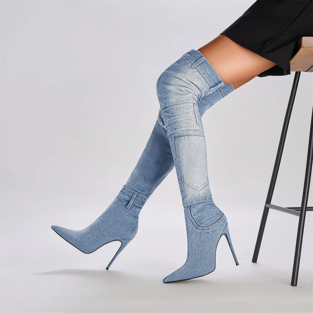 Jackson High Denim Heels - Image 3