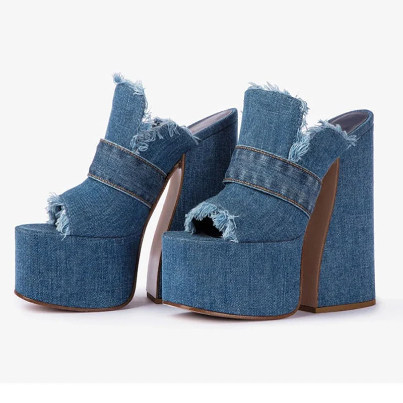 JeanJive Chunky Denim Heels - Image 3