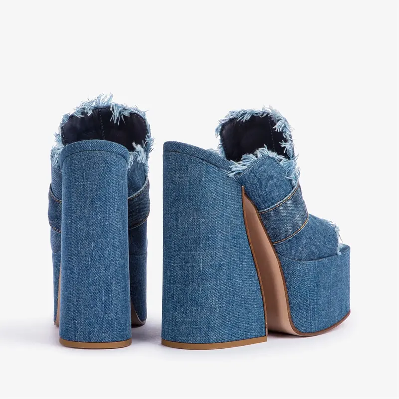 JeanJive Chunky Denim Heels - Image 4