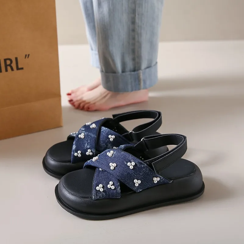 Liana Denim Summer Sandals - Image 3
