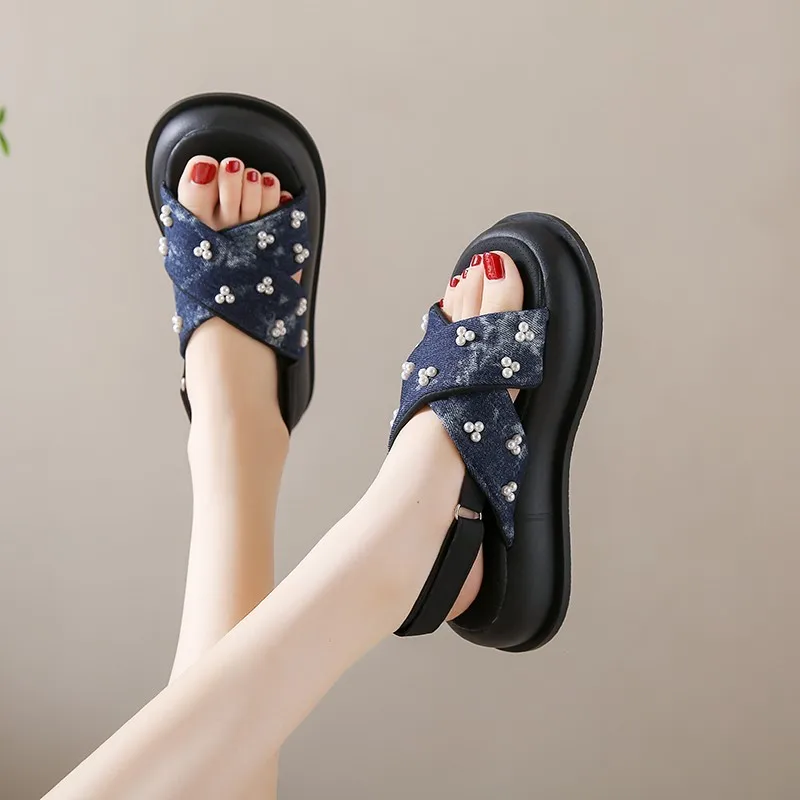 Liana Denim Summer Sandals - Image 5