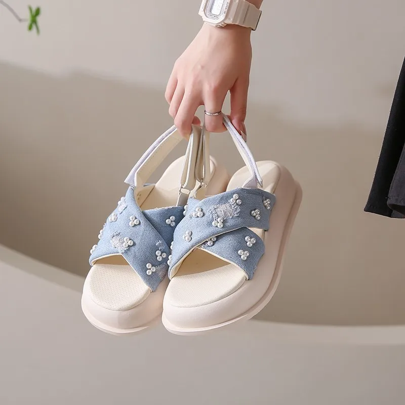 Liana Denim Summer Sandals - Image 6