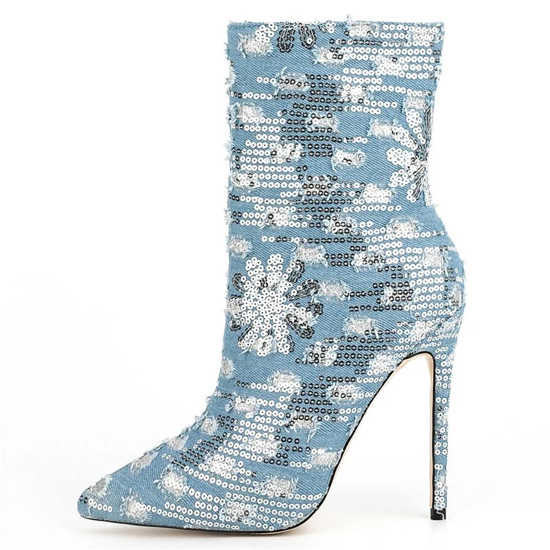 Luna Denim High Heels - Image 3
