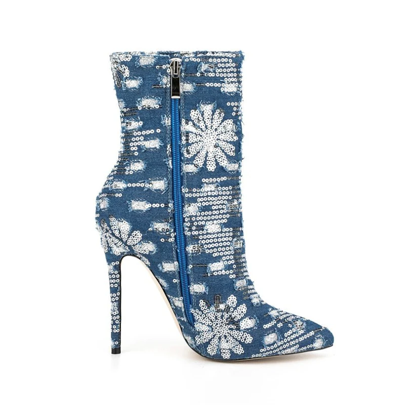Luna Denim High Heels - Image 4