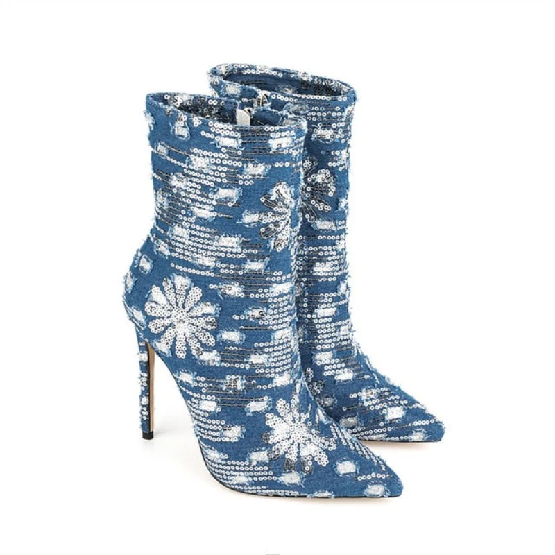 Luna Denim High Heels - Image 7