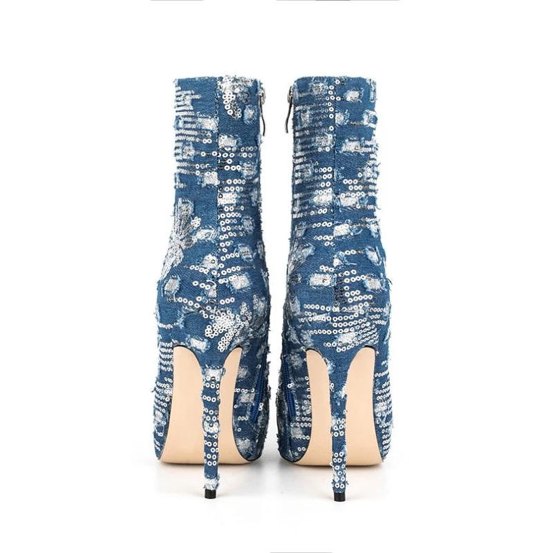 Luna Denim High Heels - Image 9