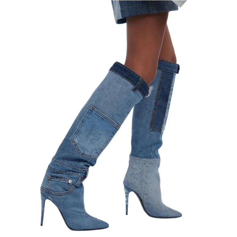 Luxe Denim High Heels - Image 4