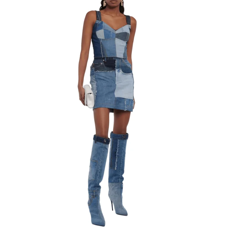 Luxe Denim High Heels - Image 5
