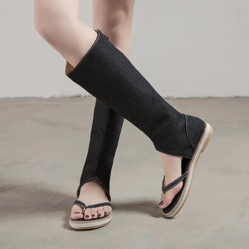 Olivia Denim Gladiator Sandals - Image 4